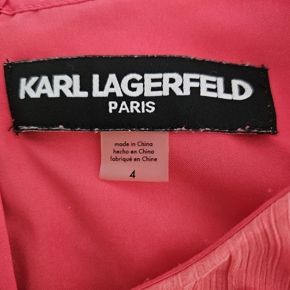 Karl Lagerfeld Paris Solid Floral Coral Applique Shift Sz 4 - Picture 9 of 9